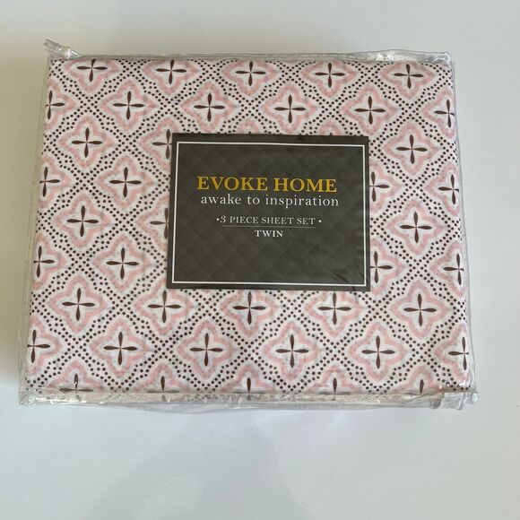 Evoke Home Awake To Inspiration Pink Twin 3 piece Size Sheet Set  Microfiber GEO - Picture 12 of 12
